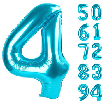 4 Balloon, Blue Number Balloons 40 Inch, 4Th Blue Party Decorations, 4 Year Old Four Large Numbers For Party Decor, Number 4 Bal