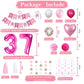 Sweet 37Th Birthday Decorations For Women, Pink And White 37 Happy Birthday Balloons, 37Th Birthday Party Supplies Including Pin