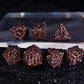 Mjdiceok Metal Dnd Dice Leaf Vine Set Dice 7 Role Playing Dice Polyhedral D&D Solid Dungeons And Dragons Dice (Antique Red Coppe