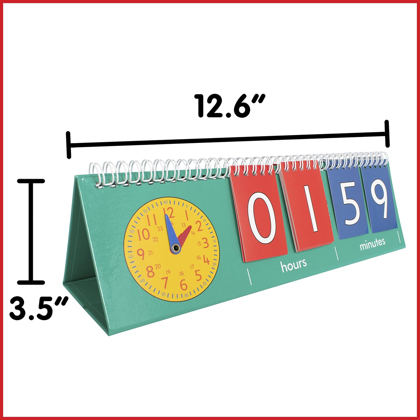 Edxeducation Time Flip Chart - Teaching Clock For Kids - Learn To Tell Time With Analog And Digital Formats