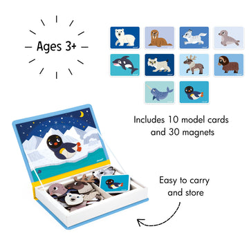 Janod - Magn  Ti'Book Polar Animals - Magnetic Educational Game 30 Magnets + 10 Models - Children'S Toy Made Of Fsc Cardboard -