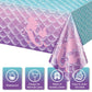 8Pcs Mermaid Birthday Party Favors Mermaid Tablecloth Decorations Disposable Plastic Table Cover For Princess Under The Sea Baby