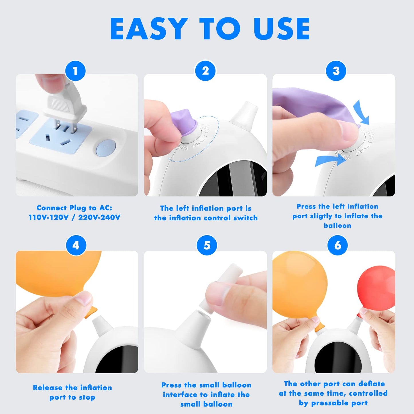 Balloon Pump Electric, SPLAKS Balloons Inflator Air Pump Portable Balloon Blower for Garland Arch, Party Decoration, Birthday, G