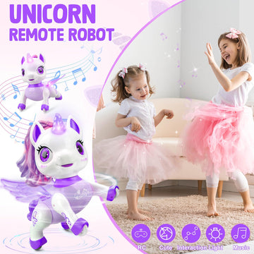 Yotoy Remote Control Unicorn Robot Toys For Kids Age 3 4 5 6 7 8 Years Old: Robot Pets For Kids, Robot Unicorns For Girls 4-6, B