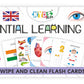 Kyds Play  Essential Learning Pack  Flags+ Body Parts & 5 Senses + Occupation + Flags 2 + Phonics A To Z + Math & Counting, Wi