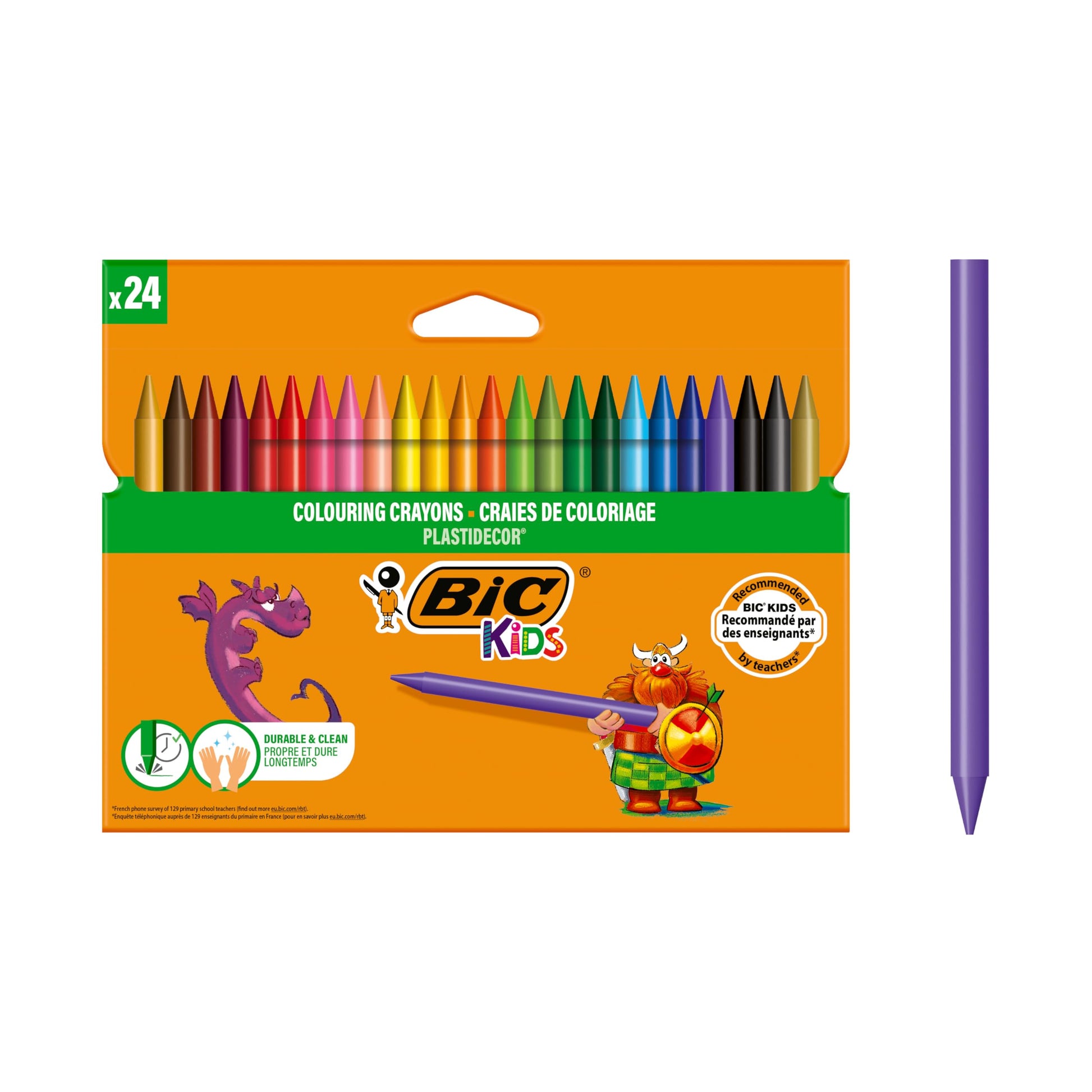 Bic Kids Plastidecor Colouring Crayons, Crayons for Drawing and Crafts, Assorted Colours, Pack Of 24