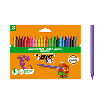 Bic Kids Plastidecor Colouring Crayons, Crayons for Drawing and Crafts, Assorted Colours, Pack Of 24