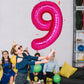 40 Inch Giant Hot Pink Number 9 Balloon, Helium Mylar Foil Number Balloons For Birthday Party, 9Th Birthday Decorations For Kids
