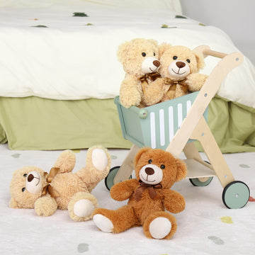 Morismos Teddy Bears Bulk, 6 Packs Bulk Teddy Bear Stuffed Animals 14 Inch, Soft Bears Plush For Baby Shower, Kids, Brown, Dark Brown