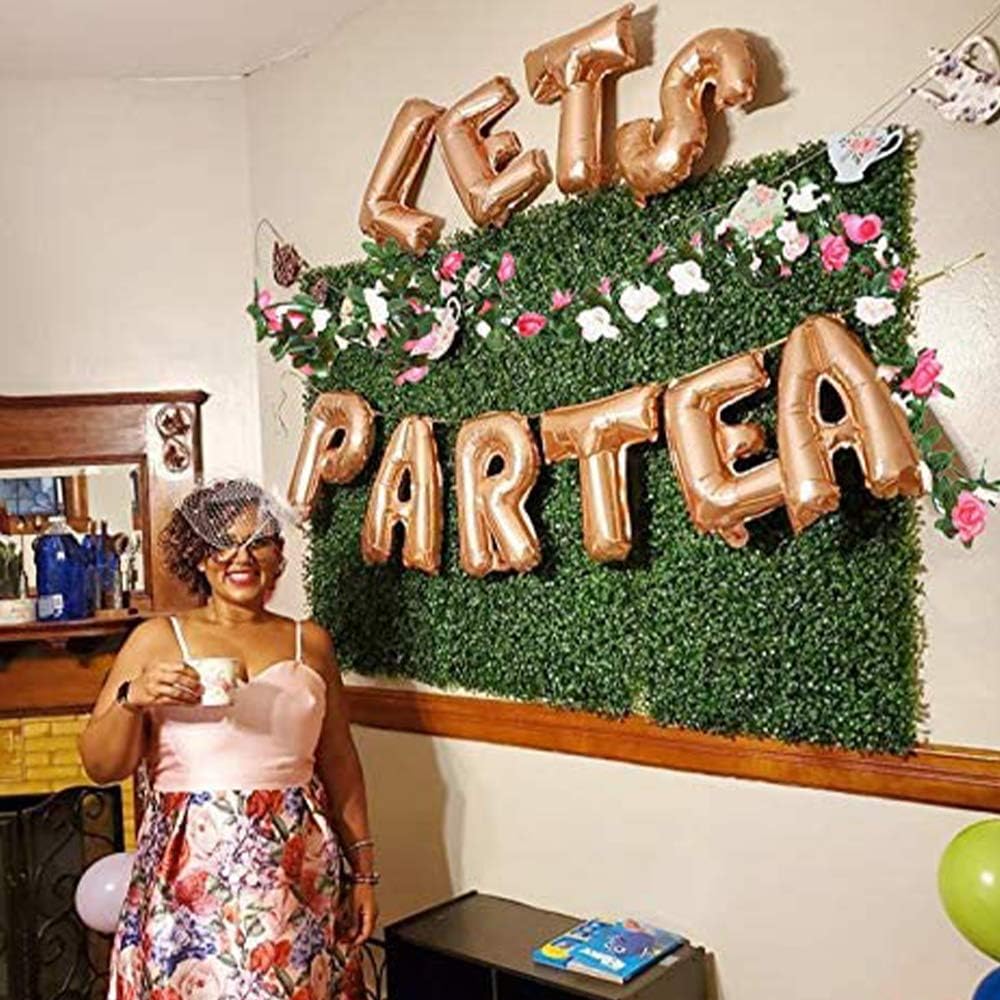 Laventy 12 Pcs Let'S Par Tea Balloons Tea Party Birthday Banner Tea Party Decorations Lets Par-Tea Party Decor Par Tea Baby Shower Par Tea First Birthday Decoration Flower Garland(180Inch)