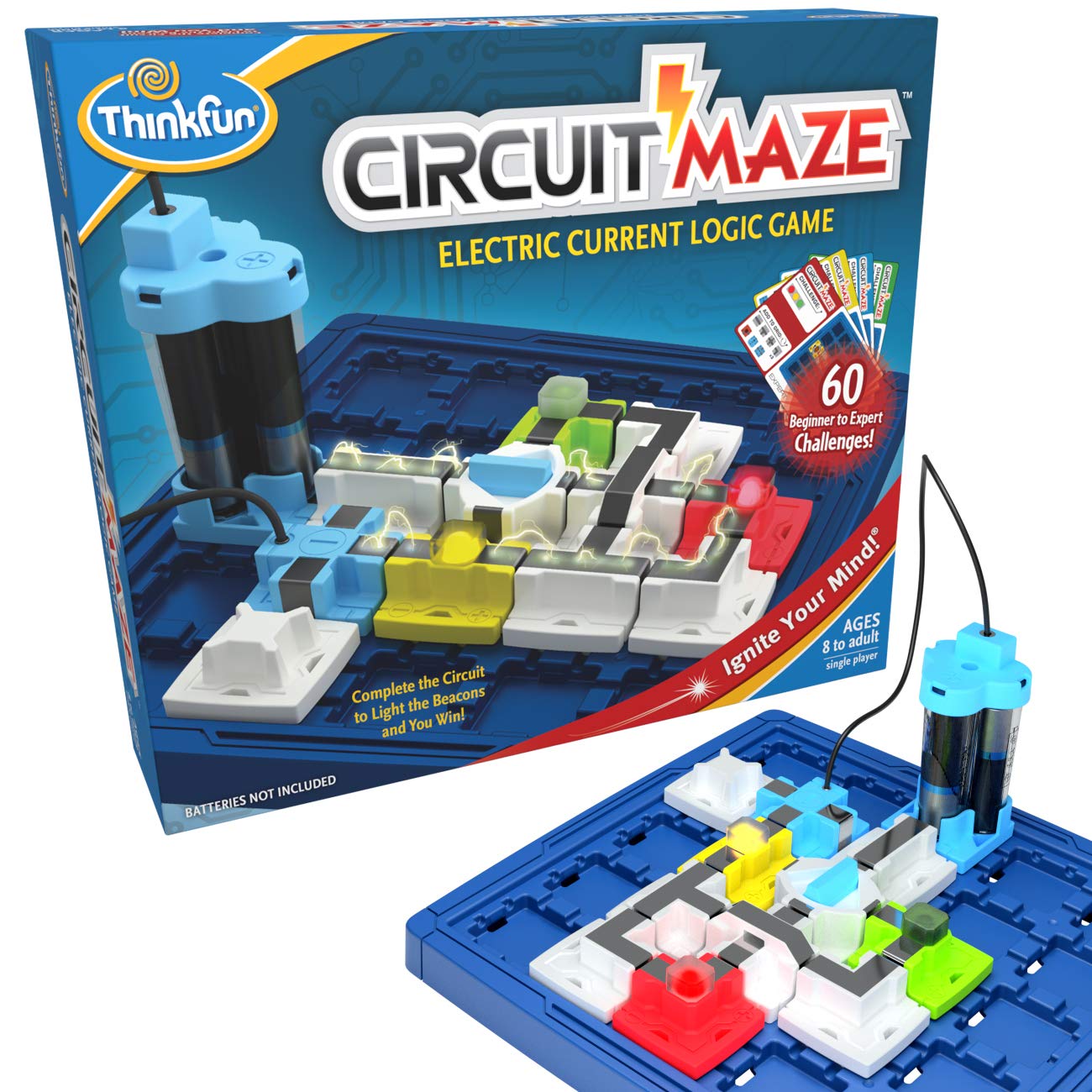 Thinkfun Circuit Maze Electric Current Brain Game And Stem Toy For Boys And Girls Age 8 And Up - Toy Of The Year Finalist, Teaches Players About Circuitry Through Fun Gameplay