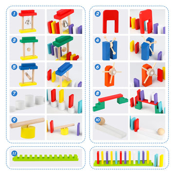 Wondertoys 600 Pcs Dominoes Set For Kids Wooden Building Blocks 6 Colors Bulk Dominoes Racing Tile Games Educational Toy For Kids Birthday Party With 11 Add-On Blocks And 1 Storage Bag