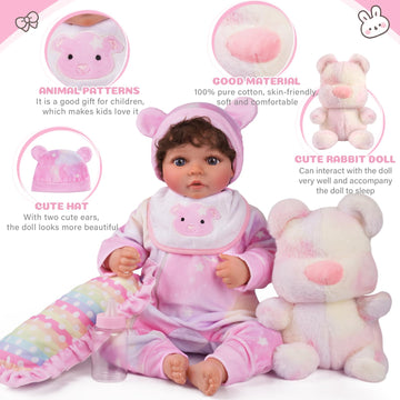 Babeside 8 Pcs Reborn Baby Doll Clothes With Bassinet For 17-22 Inch Babydolls, Reborn Baby Doll Accessories Fit Newborn Baby Do