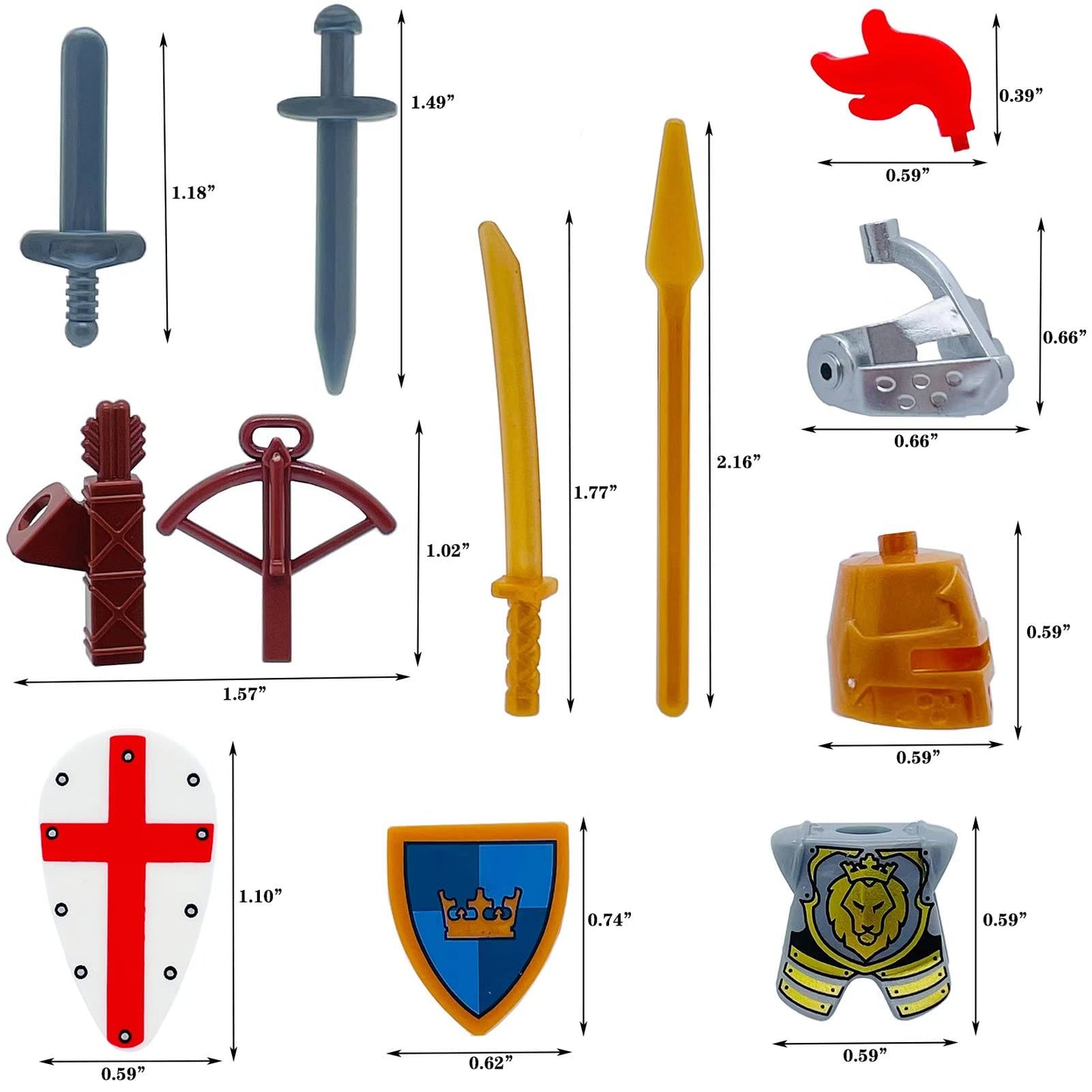 MIUTRUE Medieval Knight  Pack Accessories Set Building Block Toy protective covering Helmet Shield Bow Arrow Designed for Mini Figures Gift for Kids Boys Grils Building Kits Toys