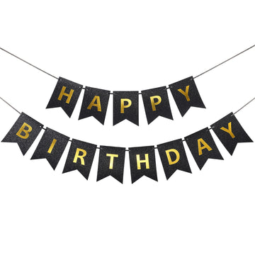 Happy Birthday Banner With Shiny Letters Glitter Happy Birthday Banner Shiny Birthday Hanging Signs Birthday Party Supplies (Bla