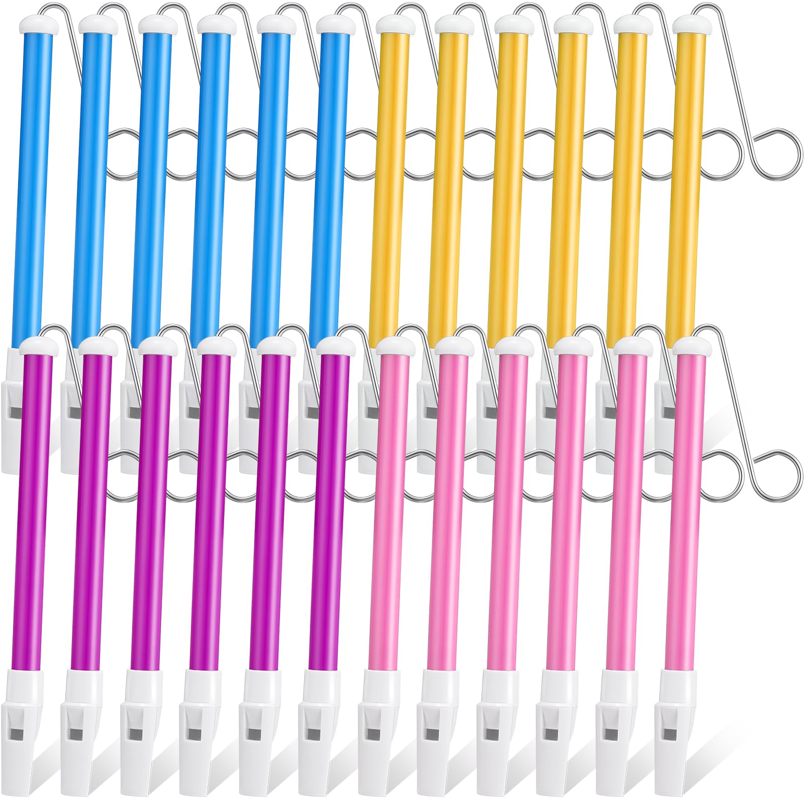 Syhood 24 Pcs Slide Whistle for Adults Instrument Toy Plastic Metal Musical Slide Whistles for Kids Party Favors Boys Girls Game