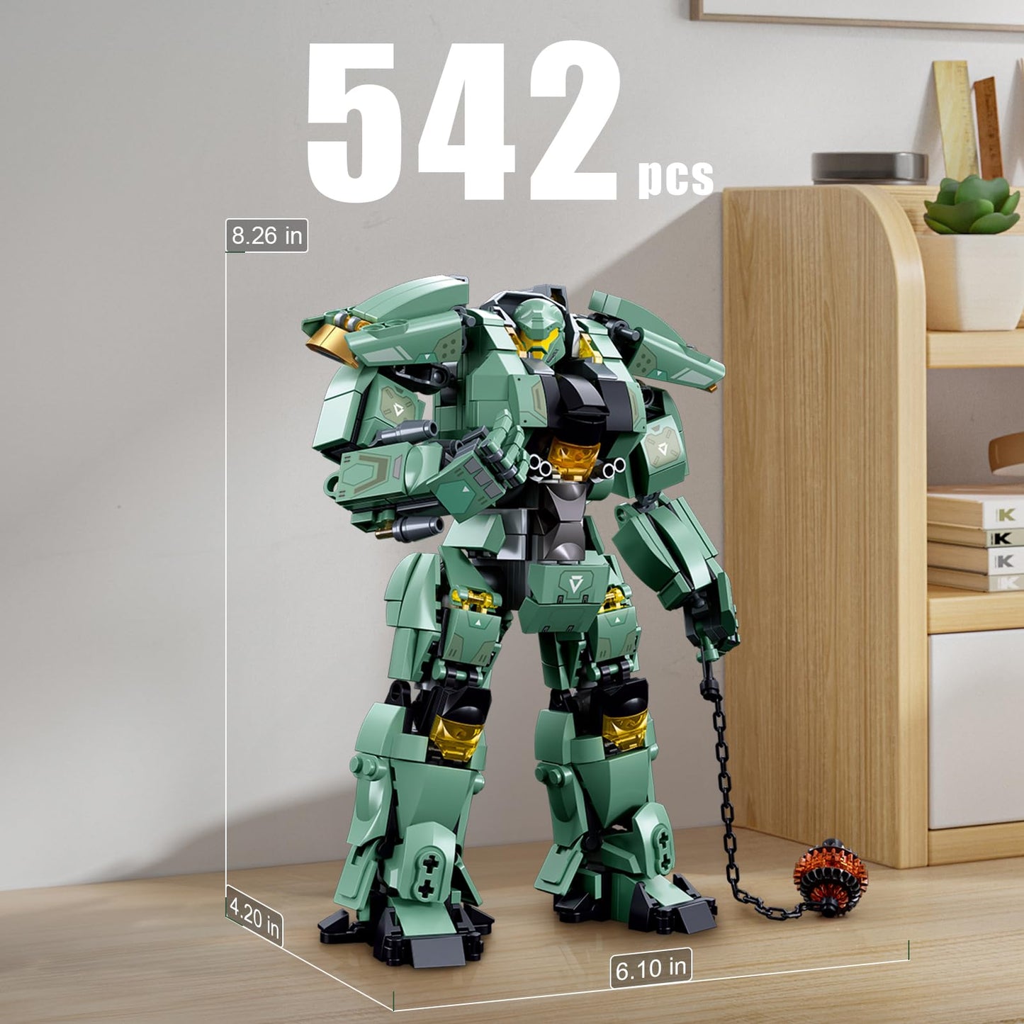 HIGH GODO Mech Robot Building Blocks Set, 542 Pieces, Plastic, Green, Model YC656014, Action Toy for Kids and Adults