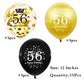 SHUNTAI 56th Birthday Balloons, Black and Gold Latex Confetti, 12 Inch, 15 Pieces, Rubber, Happy 56 Years Old Party Decor