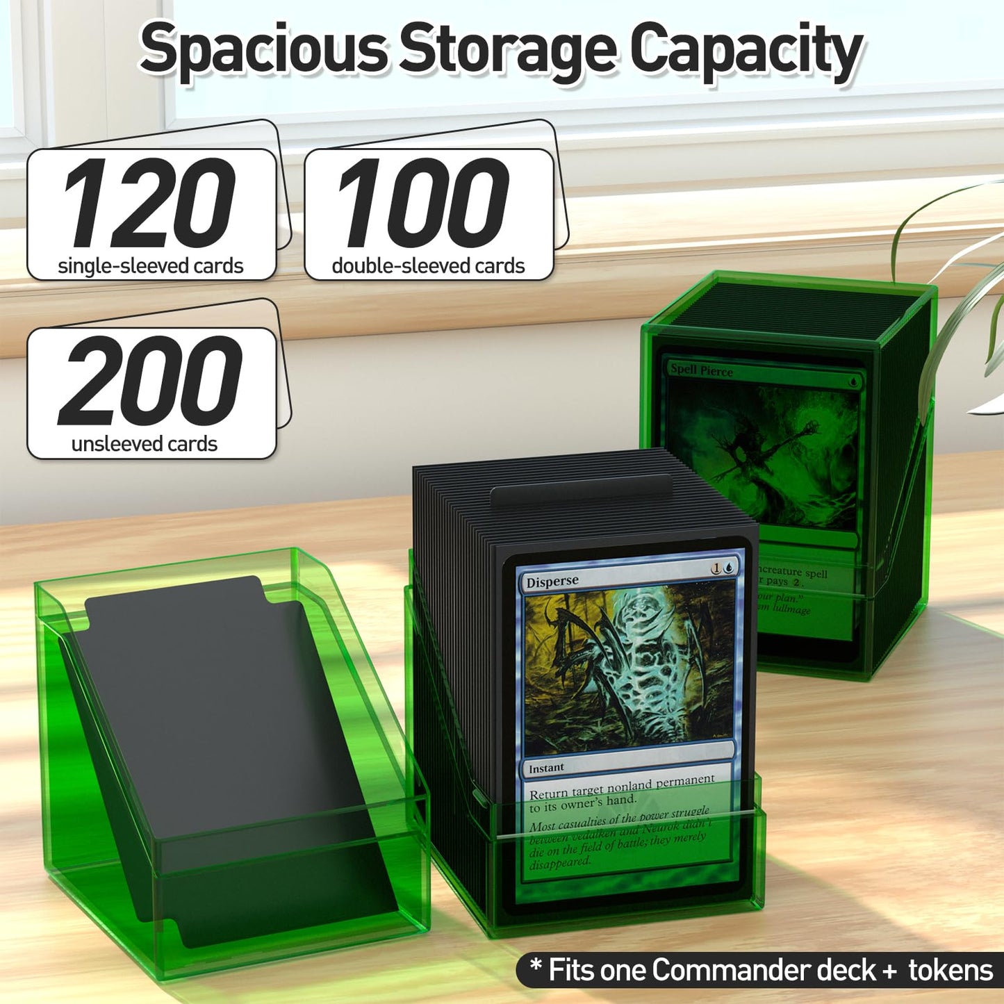 Mlikero Card Deck Cases, Acrylic Commander Deck Box Holding 100+ Sleeved Cards With Dividers, Clear Card Storage Box Fit For Mtg