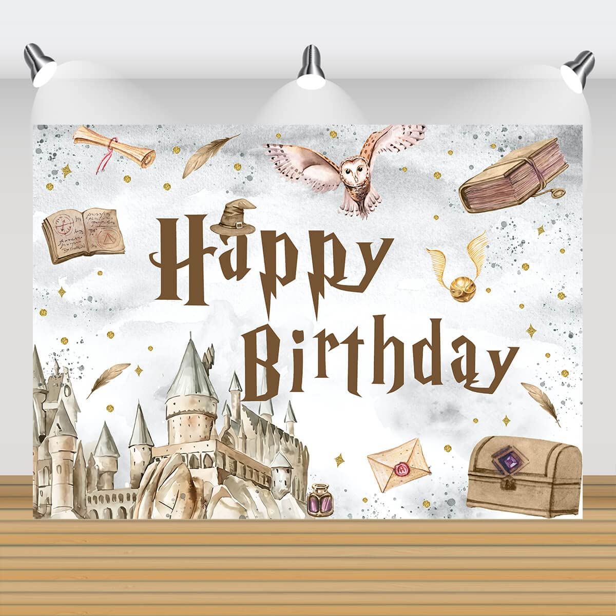 Tewess Wizard Birthday Backdrop - Vinyl Magic School Banner 7x5ft for Kids - Witch & Wizard Theme Decorations