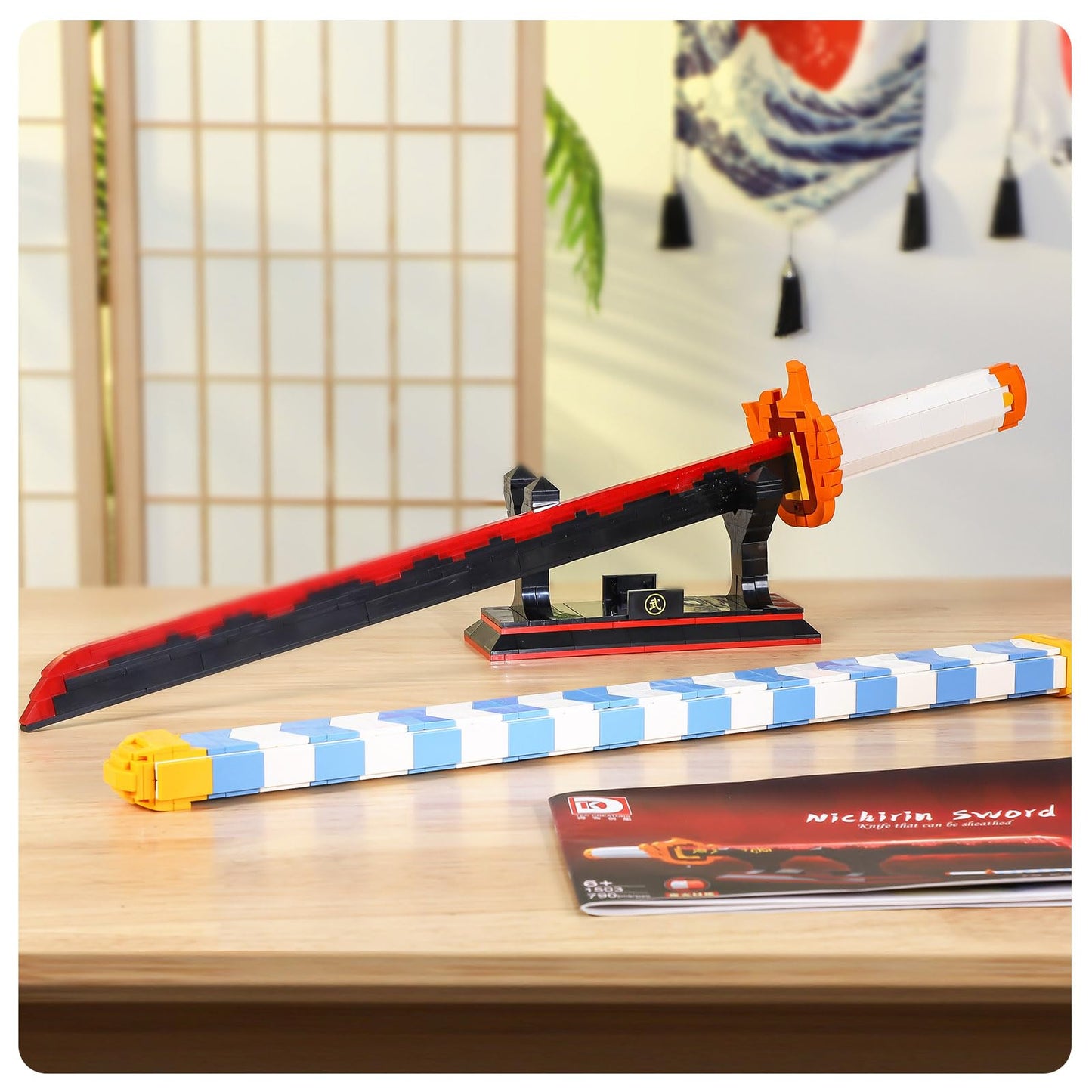 TOY PLAYER Demon Slayer decorative replica blade Toy Building Set  Rengoku Kyoujurou decorative replica blade with Scabbard and Stand  Katana Building Set  Gift for Anime Fans (792 Pcs)