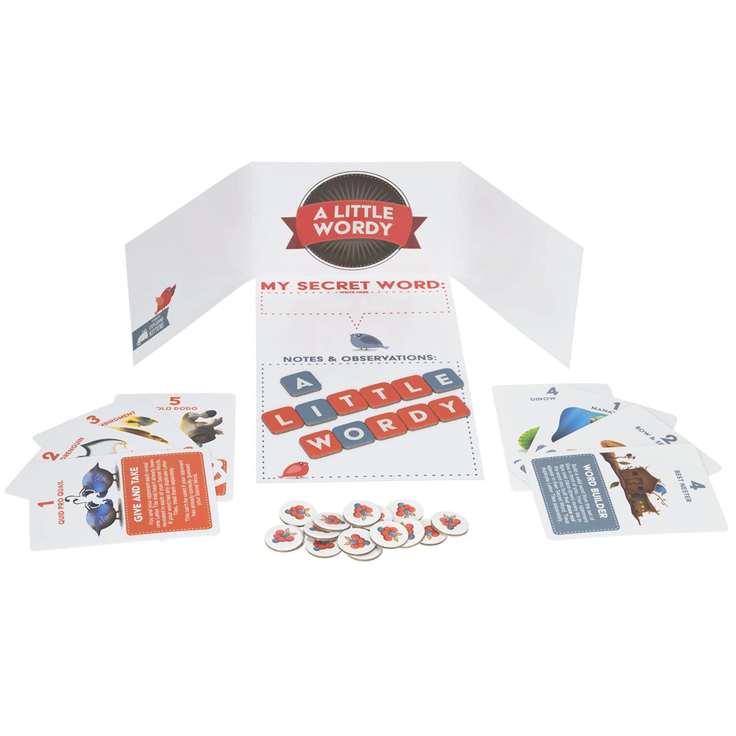 Exploding Kittens A Little Wordy Game - 2 Players, 15 Min Play - Cardstock, Multicolor, Ages 10+ - Ideal for Date Night Fun