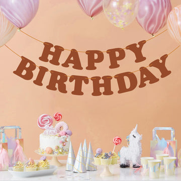 Brown Happy Birthday Banner Sign Happy Birthday Bunting Banner Flag Garland For Kids Boys Baby Birthday Party Decorations Supplies