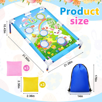 Gemscream Easter Bean Bag Toss Games With 6 Bean Bags Bunny Portable Pvc Framed Cornhole Game Set For Easter Family Holiday Birt