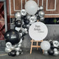 Black And Silver Balloons, 60 Packs 12 Inch Chrome Metallic Silver Balloons And Confetti Balloons, Black White Silver Balloon Fo