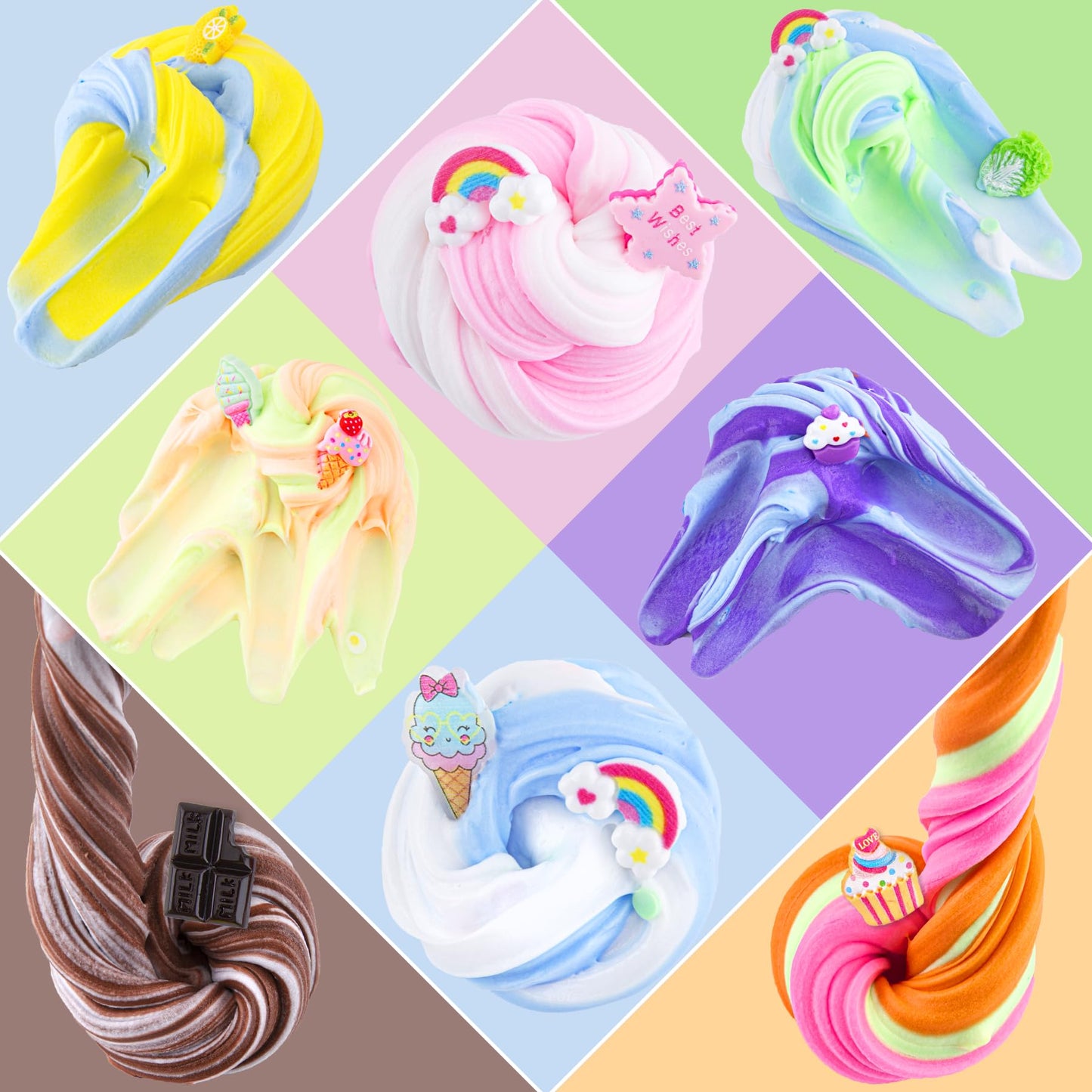 Lawoho Big Butter Slime Kit, Includes 18 X 60Ml Butter Slime & 36 Packs Slime Add Ins, Slime For Kids Party Favors, Non Stick Scented Slime Kit, Slime Toys Birthday Halloween Christmas Easter Gifts