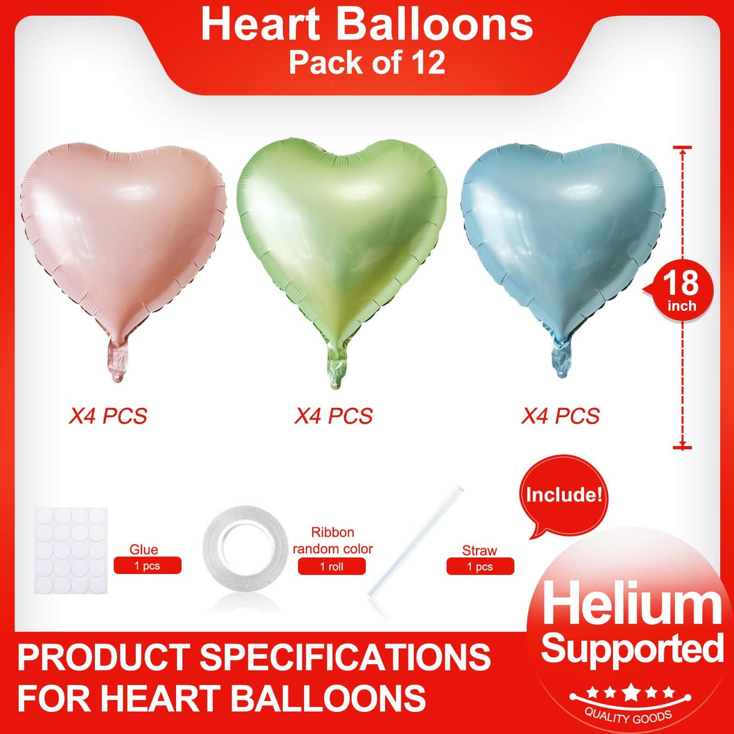 Pink Heart Shaped Balloons Pack Of 12,18 Inch Love Valentine Balloons Heart Romantic Balloons For Valentines Day Propose Marriag