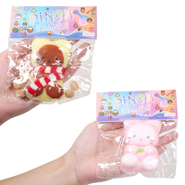 2Pcs Squishy Cat Squeeze Toys, Squeeze Cat Kawaii Sticky Squishies Stress Relief Squishies For Kids Party Favors, Pinch Family S