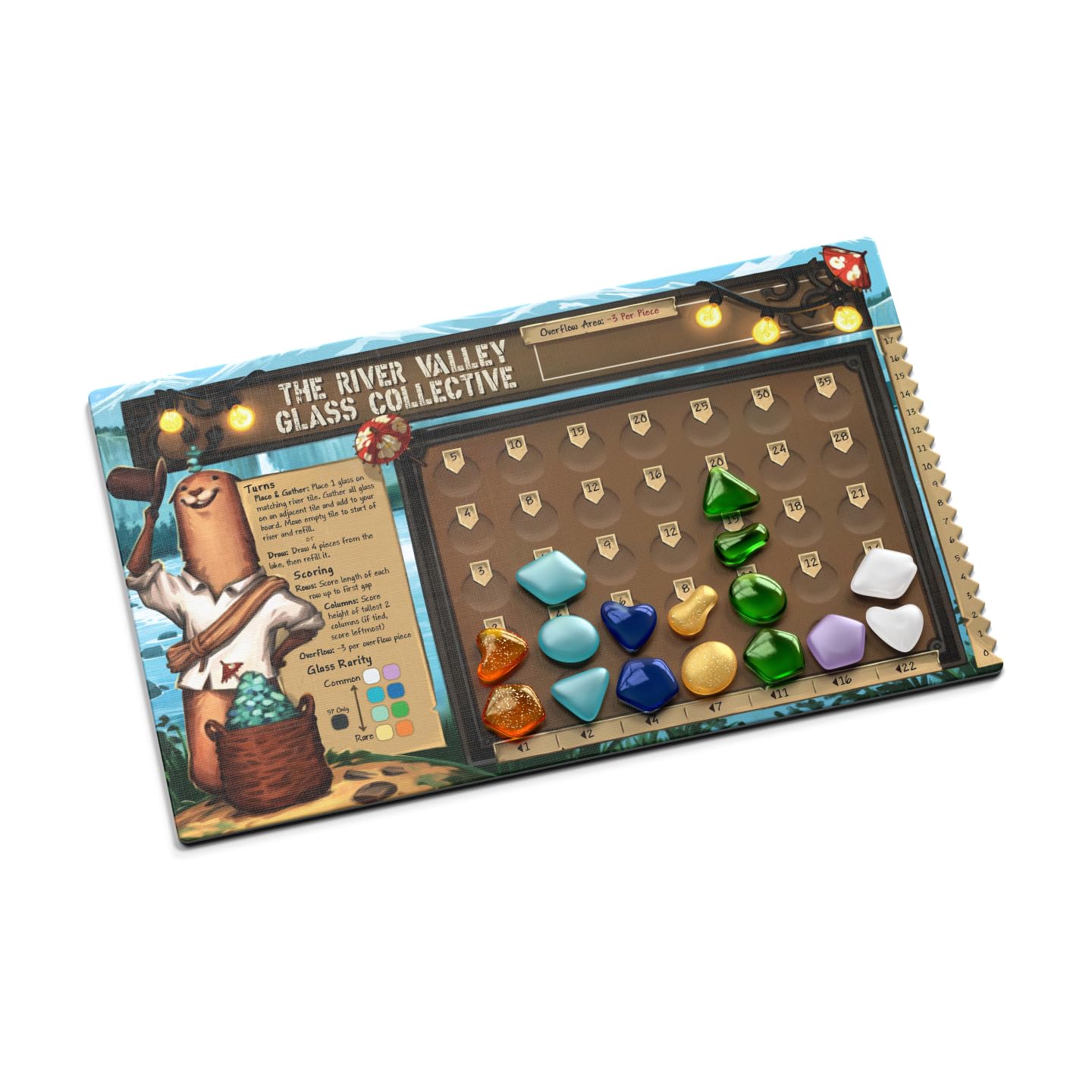 Allplay River Valley Glassworks Board Game - Family-Friendly Drafting Game for 1-5 Players - Acrylic Pieces - 20 Minutes