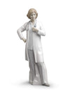 Lladró Glossy Porcelain Female Doctor Figurine. Decorative Porcelain Woman Figure.
