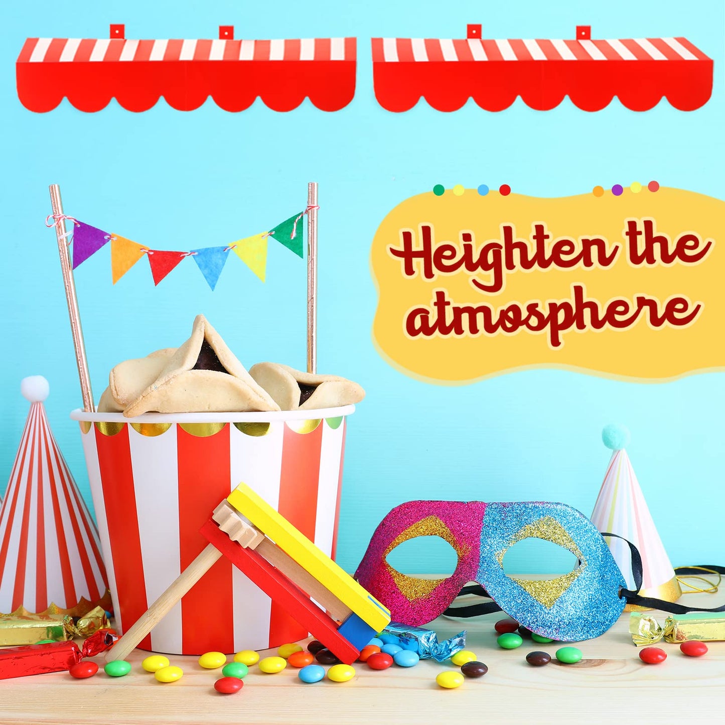 Tallew 8 Pcs 3D Circus Awning Wall Decoration Carnival Stripes Awning Circus Tent Carnival Theme Party Decor for Carnival Party