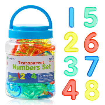 Odoorgames 48 Pcs Translucent Numbers - Light Table Toys, Manipulatives and Accessories for Enhanced Learning & Fun