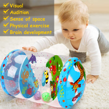Crawling & Walking Baby Toys 6-12 Months Glowing Jumbo Inflatable Rolling Infant Toy 8 9 12-18 Month Old Tummy Time Sensory Development Light Up Toys For 1 2 Year Old Boy Girl Christmas Birthday Gifts