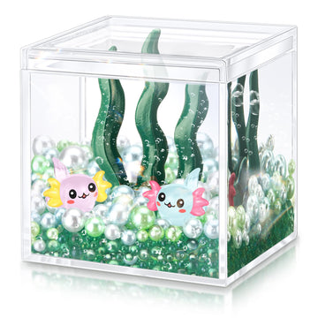 Hydren Axolotl Diy Tank Axolotl Craft Mini Axolotl Figures Axolotl Beads Axolotl Gift Set Axolotl Charms(Aquatic Plant,Dark Gree