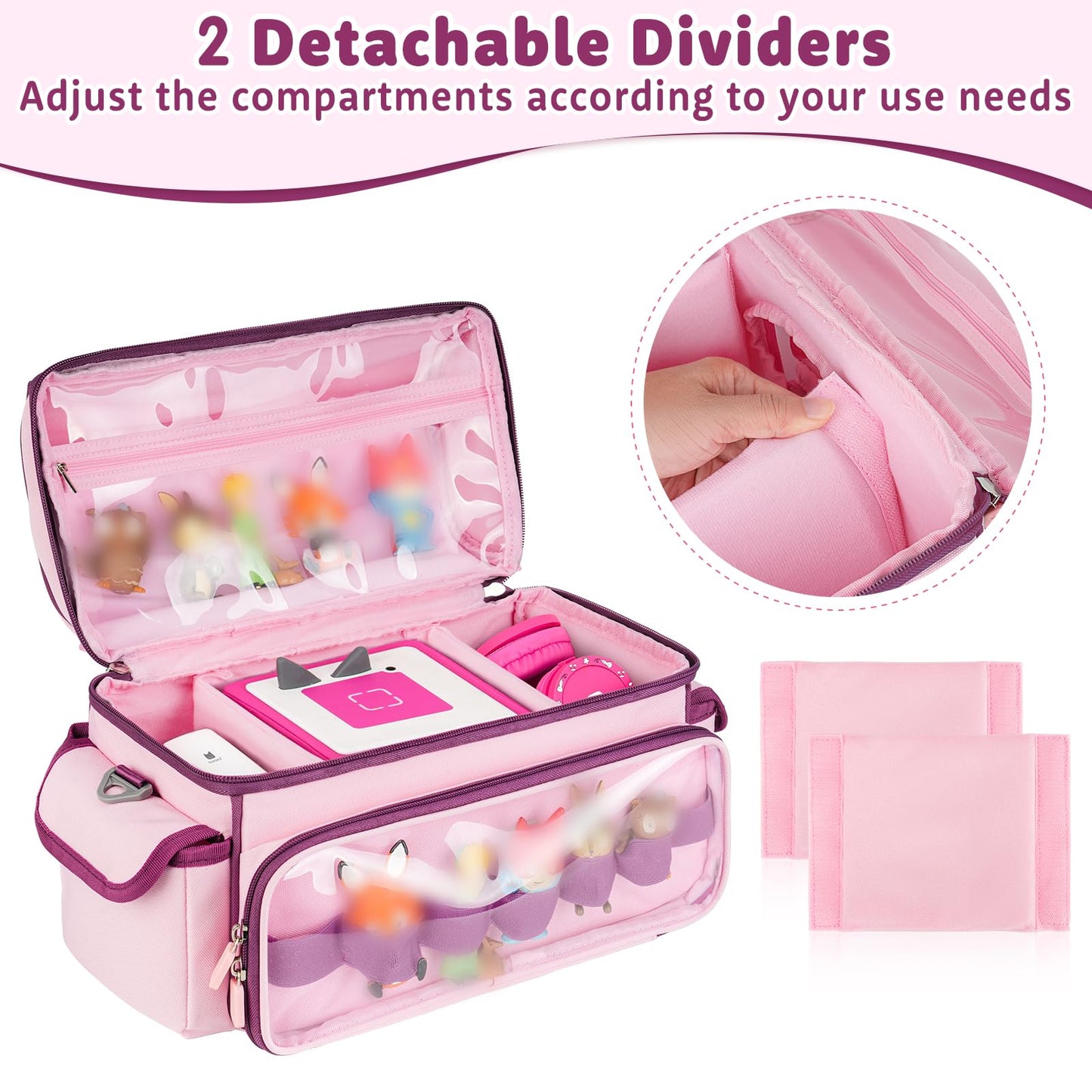 Jaffzora Carrying Case Compatible with Toniebox Starter Set Cute Storage Bag Fits for Tonies Figures Characters Tonies Headphones & Accessories  Pink&Purple(Bag Only)