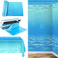 Kochorie 54 Inch x 100 Ft Ocean Waves Plastic Tablecloth Roll in Slide Cutter Box Under the Sea Table Cover Blue Water Print Bac