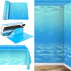Kochorie 54 Inch x 100 Ft Ocean Waves Plastic Tablecloth Roll in Slide Cutter Box Under the Sea Table Cover Blue Water Print Bac