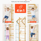 VEVOR Swedish Ladder Wall Gym, 4-in-1 8-Level Indoor Jungle Gym, 220LBS Loading Solid Wood Gymnastic Stall Bars, Indoor Playgrou