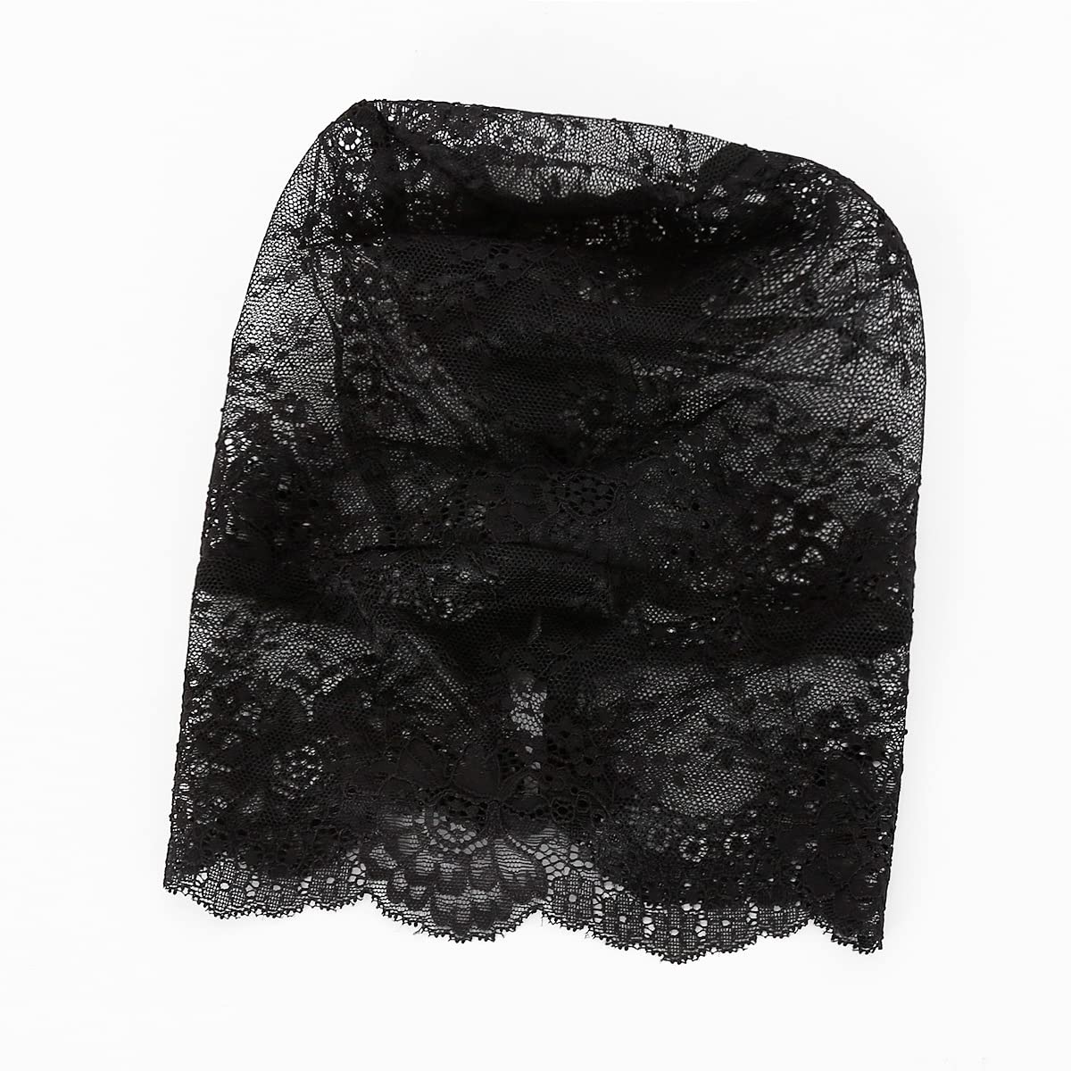 Hosfairy 1Pcs Halloween Lace Mask Lace Skin Mask Full Face Mask for Halloween Party Cosplay Costume Props(Black)