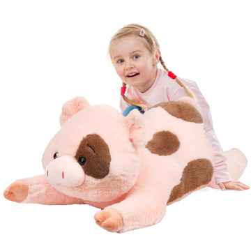 Cudhug Pig Stuffed Animal, Giant 32'' Stuffed Piggy, Large Soft Plush Pig Toy Birthday Holiday Party Gifts For Kids Girls Boys