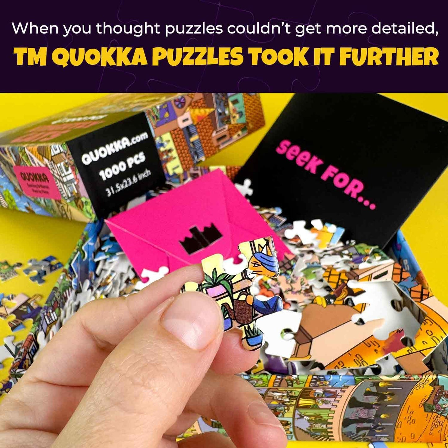QUOKKA 1000 Piece Jigsaw Puzzle - Knighty Cats - Cardboard - Premium Packaging for Relaxation & Creativity