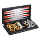 QuadPro 3 in 1 Magnetic Chess Checkers Backgammon Set - Folding Travel Game, Gold & Silver, Model QP003, Plastic