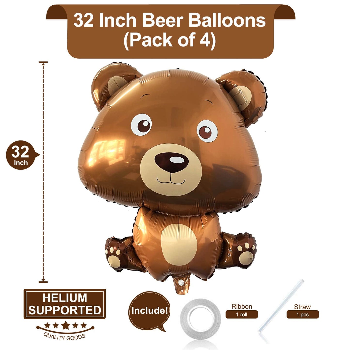 Big Bear Balloons Cute Brown Bear Balloons Animal Woodland Bear Balloons For Jungle Safari Theme Kids Birthday Party Decorations