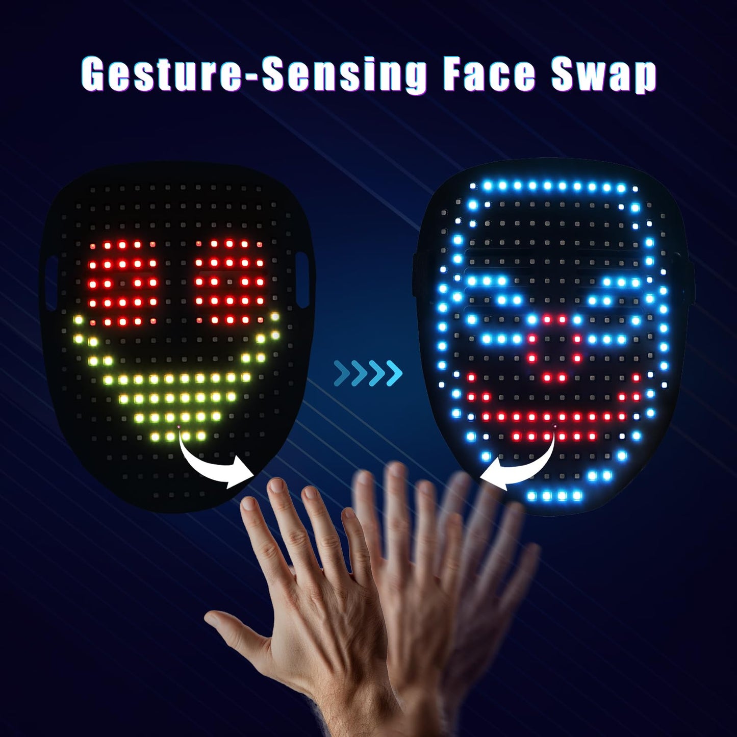 QAQ LED Mask Light Up Mask with Gesture Sensing, Cool Stuff Toys Gifts for Boys Girls, Cool Toys Gifts for Halloween Costumes Ch