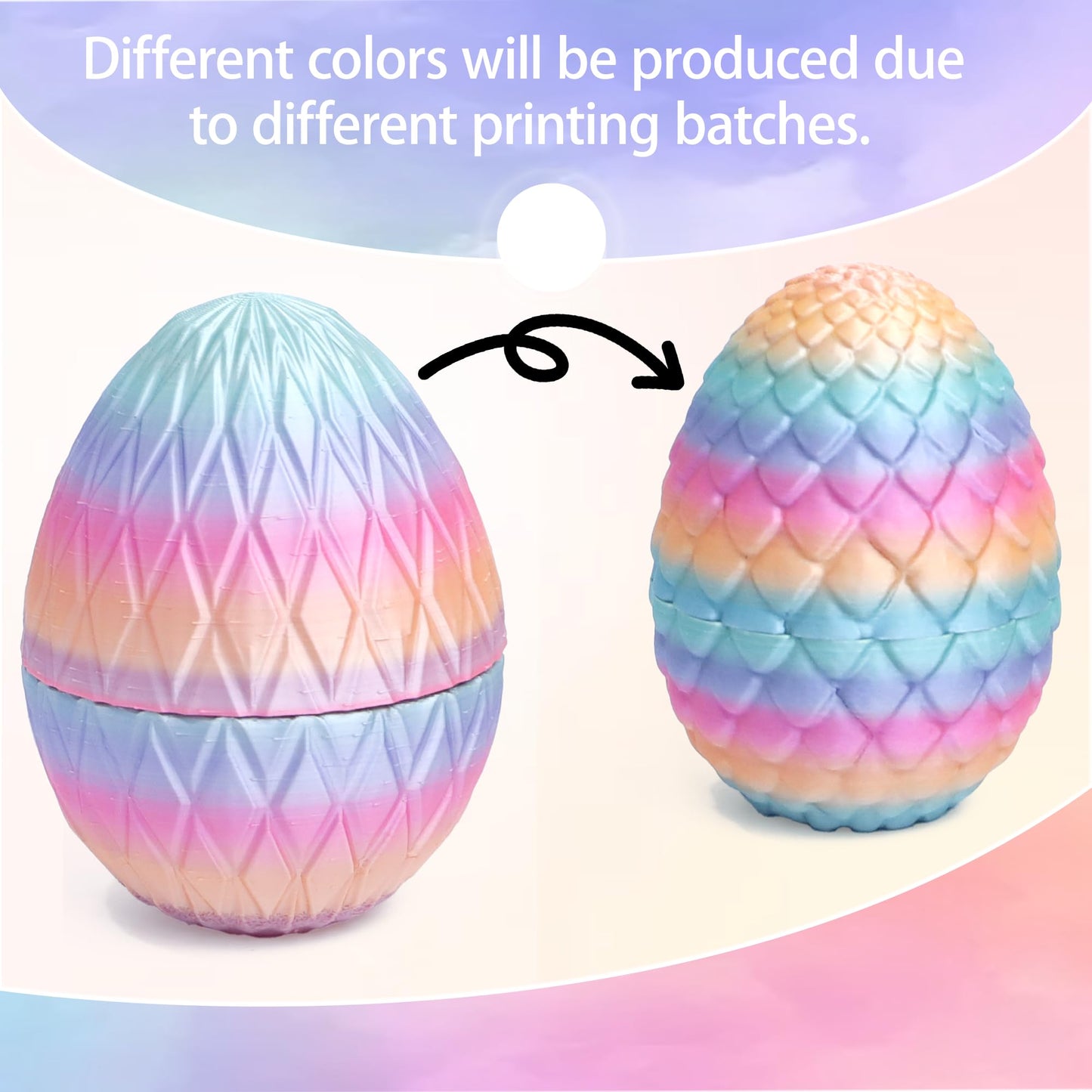 Flavery 3D Printed Flying Dragon Egg - Winged Dragon In Diamond Easter Eggs, Flexible Crystal Animal Inside, Mystery Dragon Eggs
