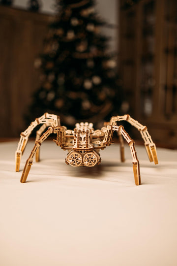 Wood Trick Mechanical Spider 3D Wooden Puzzle - Runs Up To 7 Feet - Wooden Model Kit For Adults And Kids To Build